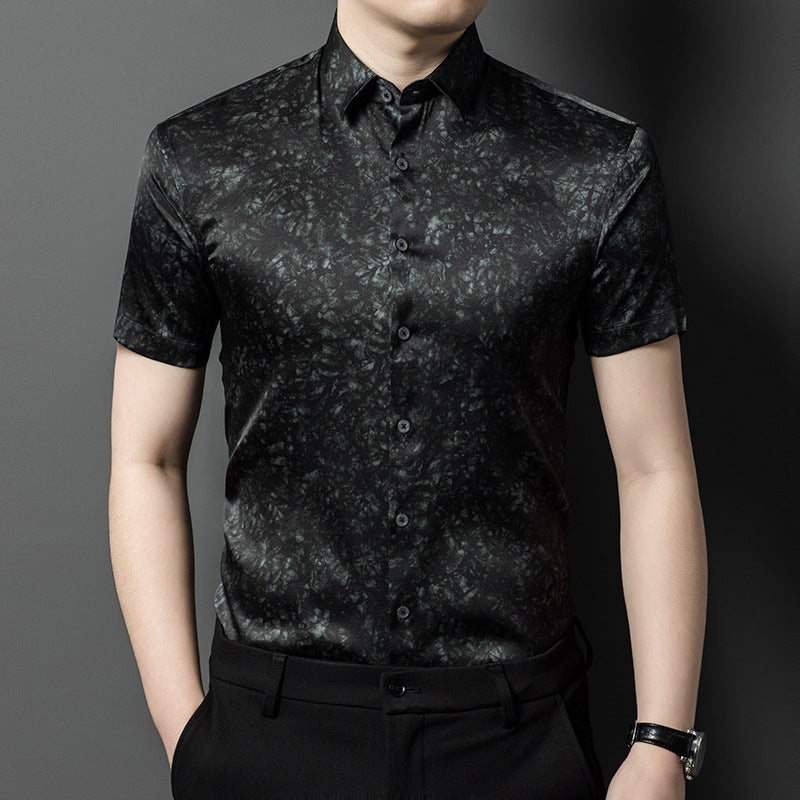 Herren Kurzarmhemd mit eleganter Marmor-Optik Aliams