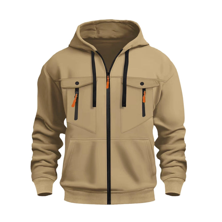 Herren praktische Kapuzenjacke mit multifunktionalen Taschen Aliams