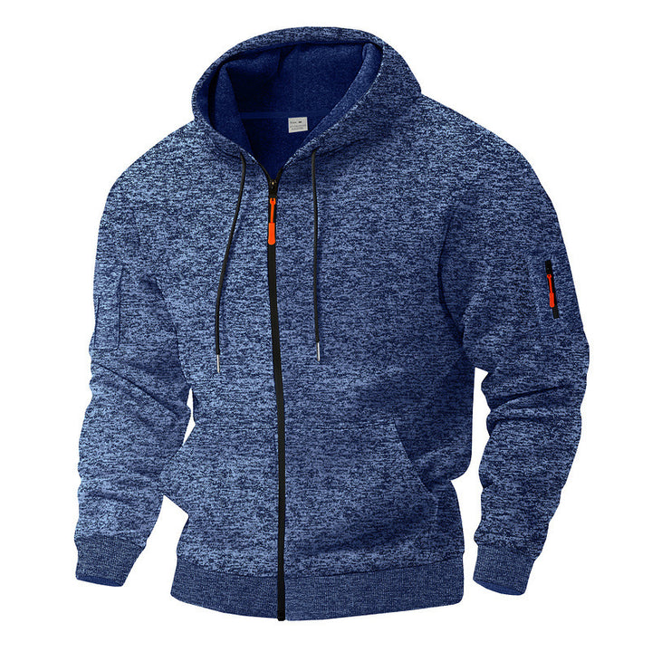 Herren sportlicher Fleece-Hoodie mit funktionalen Reißverschlusstaschen Aliams
