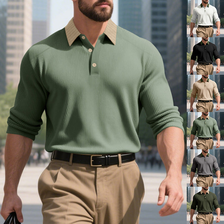 Herren Poloshirt mit strukturiertem Baumwollstoff und stylishen Kontrastdetails Aliams