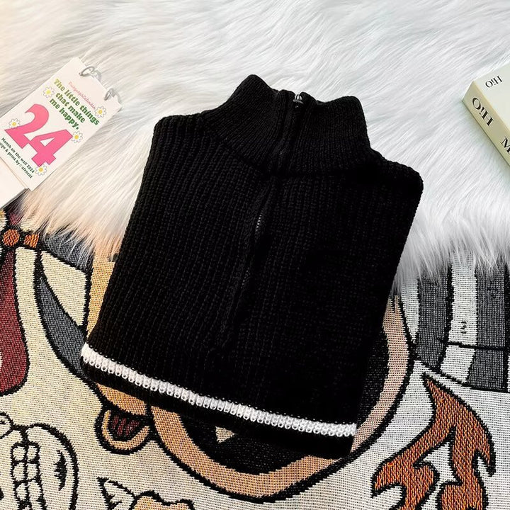 Herren Grobstrickpullover mit hohem Kragen und praktischem Reißverschluss Aliams