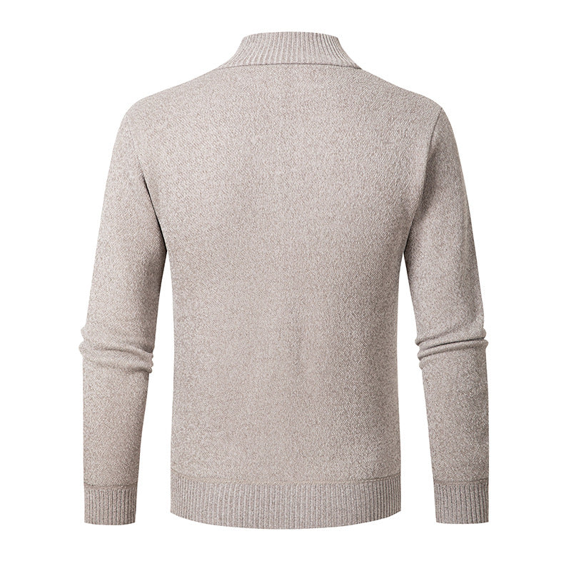 Herren stylischer Strickpullover mit Stehkragen und Reißverschluss Aliams