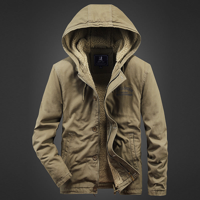Herren warme Fleecejacke mit Kapuze und isolierendem Innenfutter Aliams