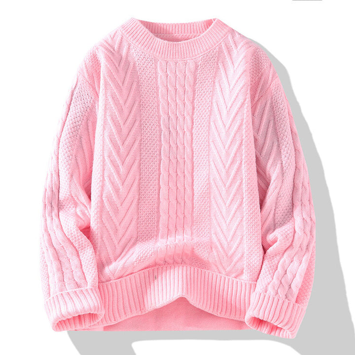 Herren Grobstrickpullover mit Zopfmuster und lässigem Schnitt Aliams