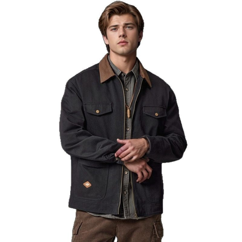Herren Arbeitsjacke im robusten Look mit funktionalen Taschen und verstärktem Kragen Aliams