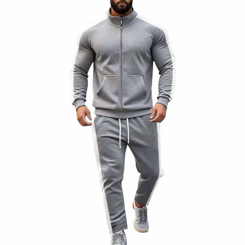 Herren Sportlicher Trainingsanzug mit modernem Stehkragen und praktischen Taschen Aliams