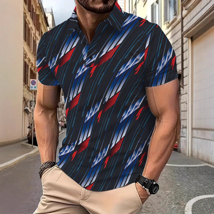 Herren Kurzarm-Hemd mit modernem Grafikdruck Aliams