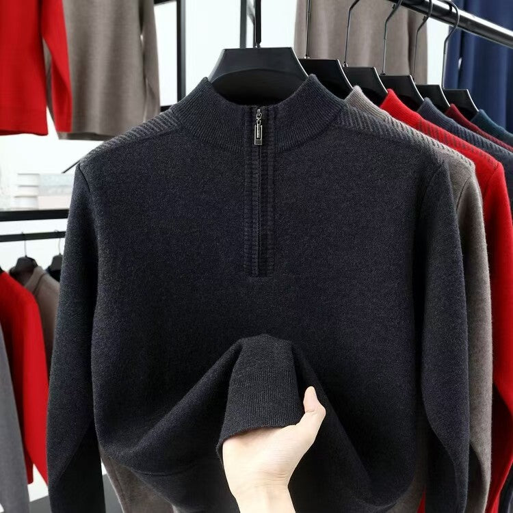 Herren funktionaler Rollkragenpullover mit halbzipper und strukturiertem Design Aliams