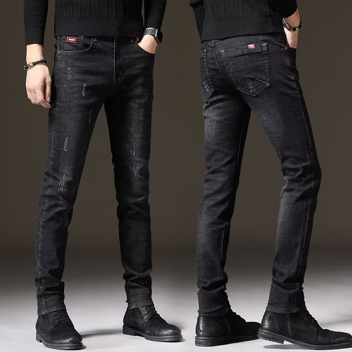 Herren Skinny Jeans mit modischen Abrieb-Effekten und elastischem Baumwollmix Aliams