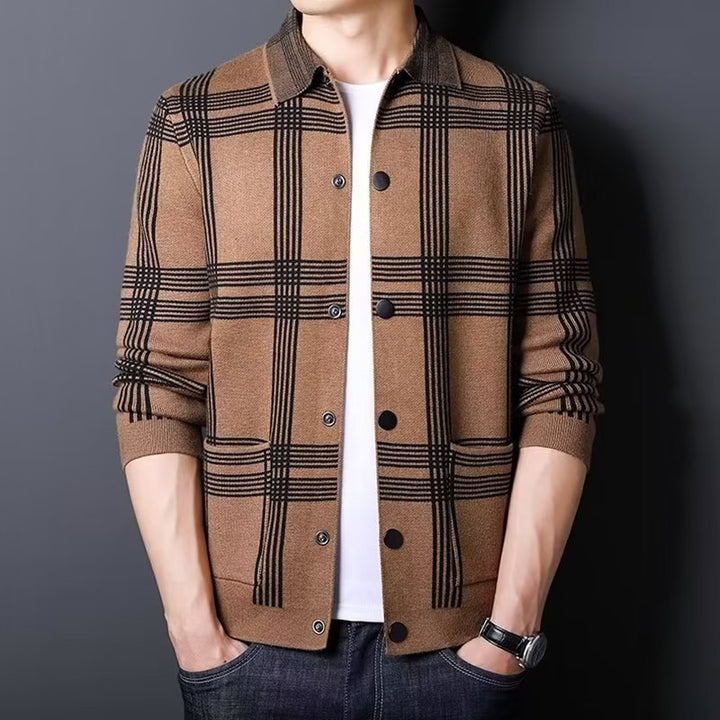 Herren Karierte Strickjacke mit modernem Schnitt Aliams