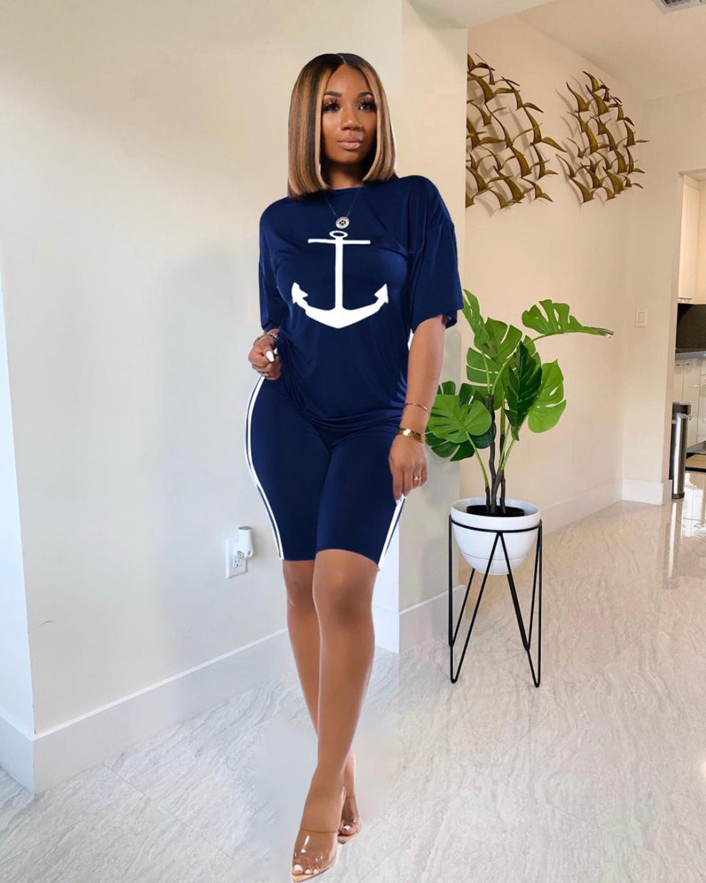 Damen Sportliches Zweiteiler-Set mit Ankerdesign Aliams