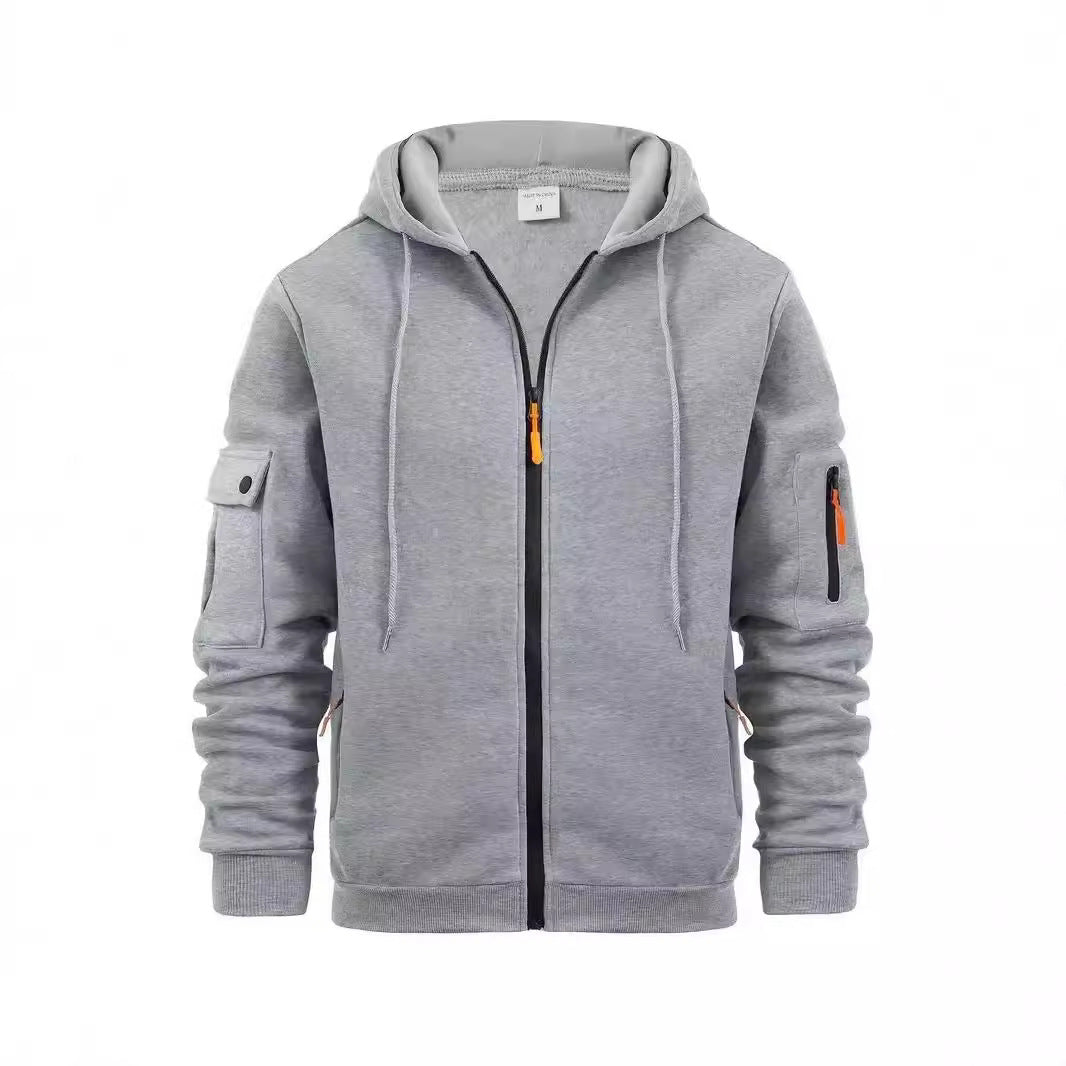 Herren funktionale Kapuzenjacke mit praktischen Reißverschlusstaschen Aliams