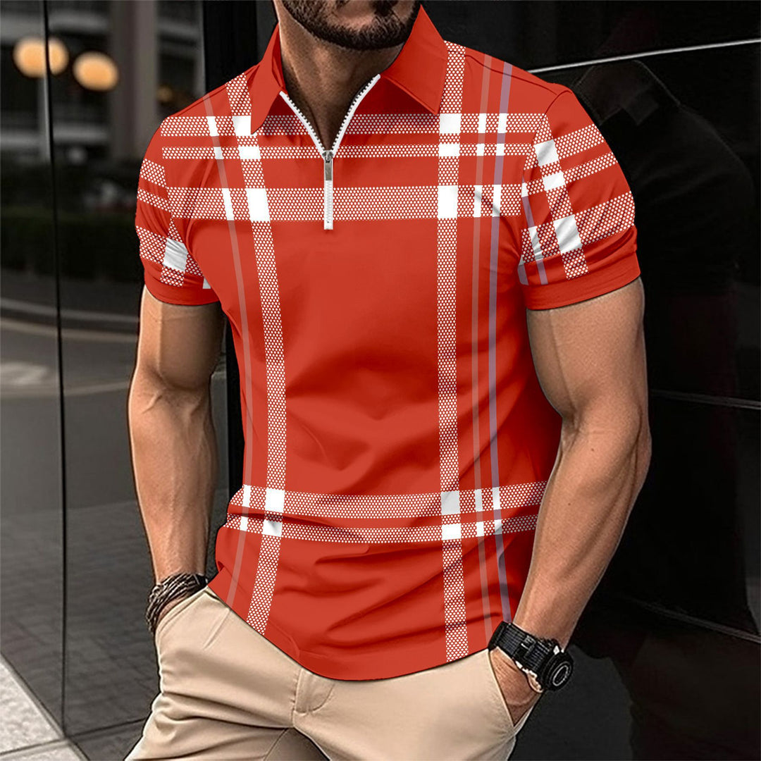 Herren Kurzarm Poloshirt mit modernem Reißverschlussdesign Aliams