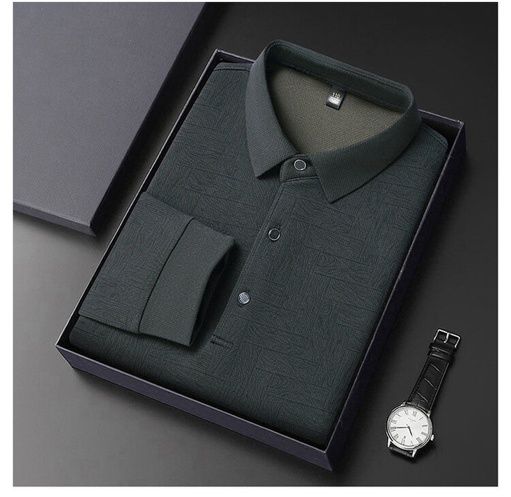 Herren elegante Langarmbluse mit strukturiertem Design Aliams