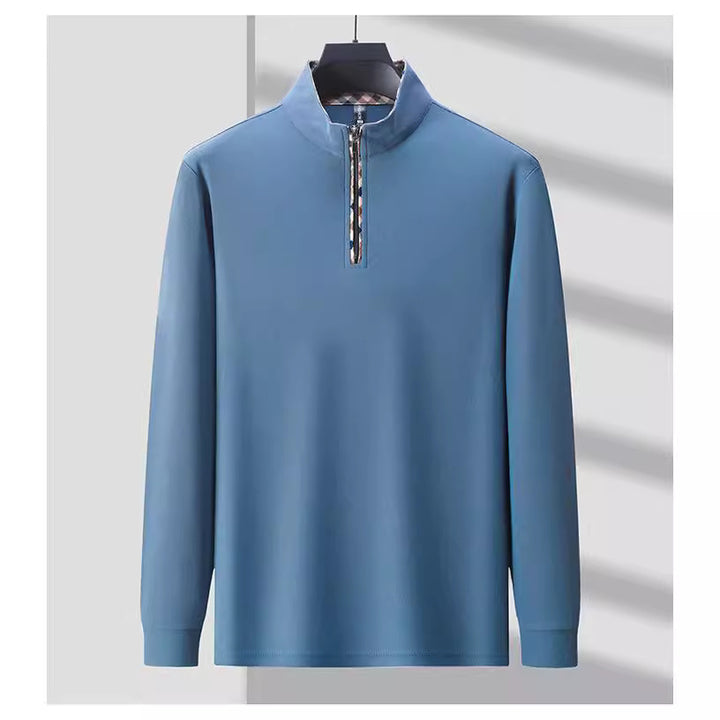 Herren Sportliches Langarmshirt mit Stehkragen und modischem Reißverschluss Aliams