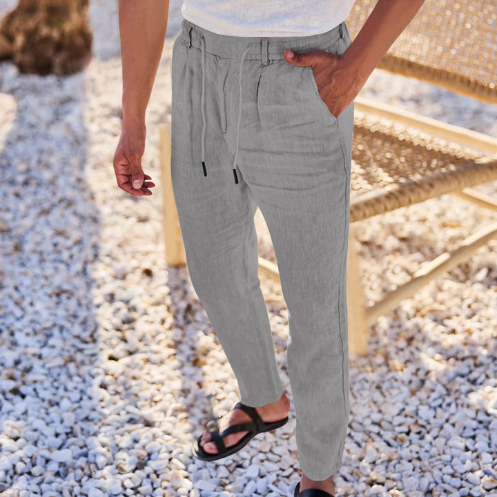 Herren bequeme Chino-Hose mit elastischem Bund und praktischen Taschen Aliams