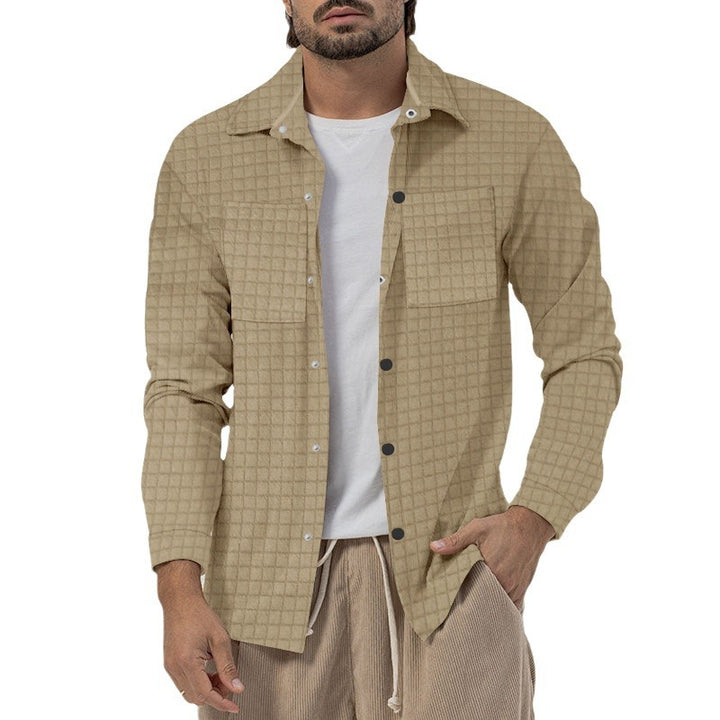Herren lässiges Karo-Hemd mit zwei Brusttaschen und modernem Schnitt Aliams
