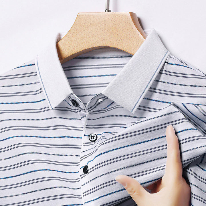 Herren Kurzarm Poloshirt mit feinem Streifenmuster Aliams