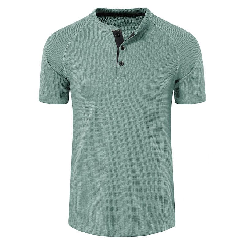 Herren Kurzarm-Henley-Shirt aus weichem, atmungsaktivem Baumwollmix mit praktischer Knopfleiste Aliams