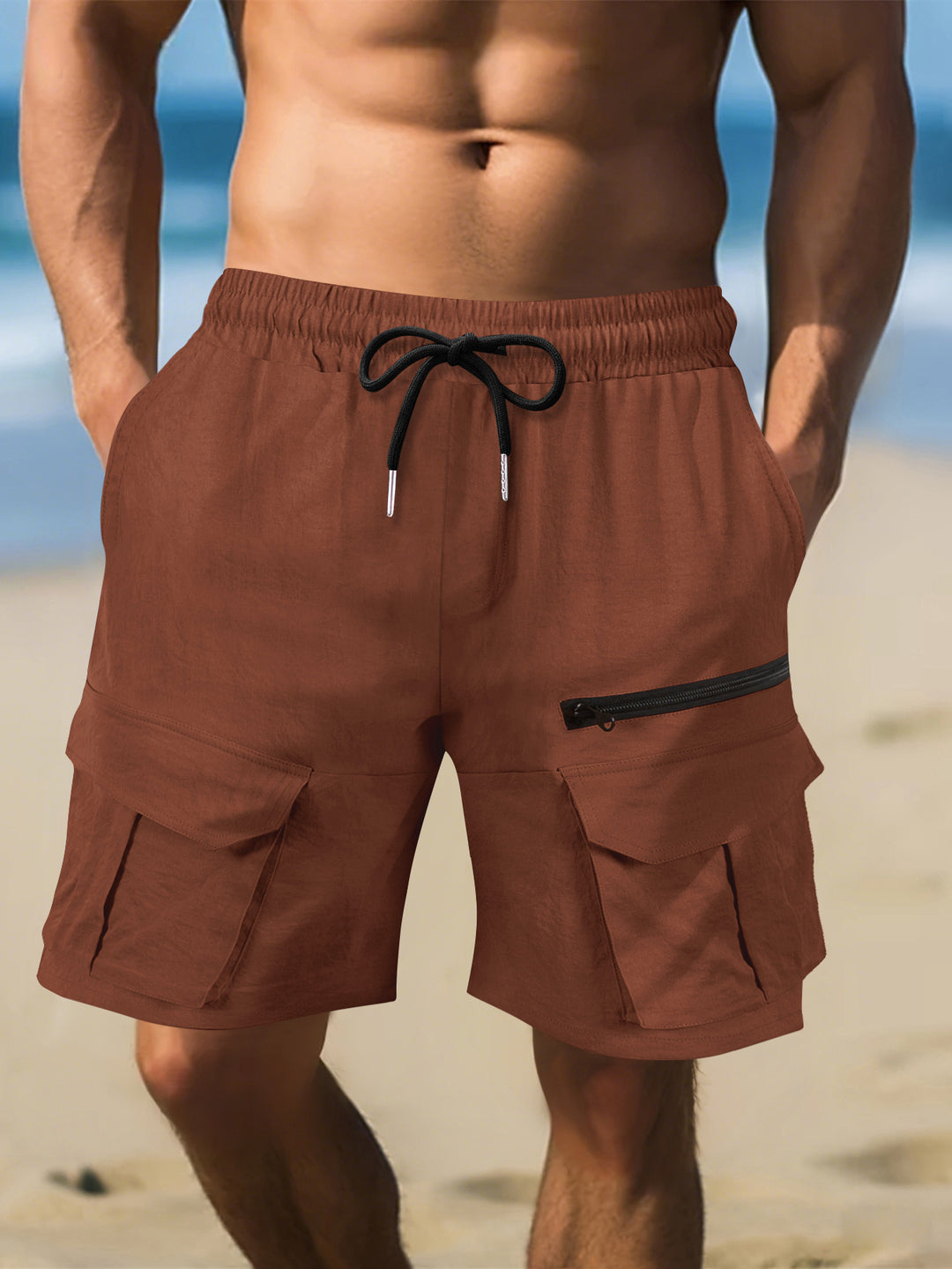 Herren Cargo-Shorts mit multifunktionalen Taschen und elastischem Bund Aliams