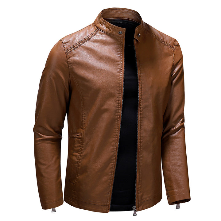 Herren Kunstlederjacke im modernen Casual-Stil mit praktischen Taschen Aliams