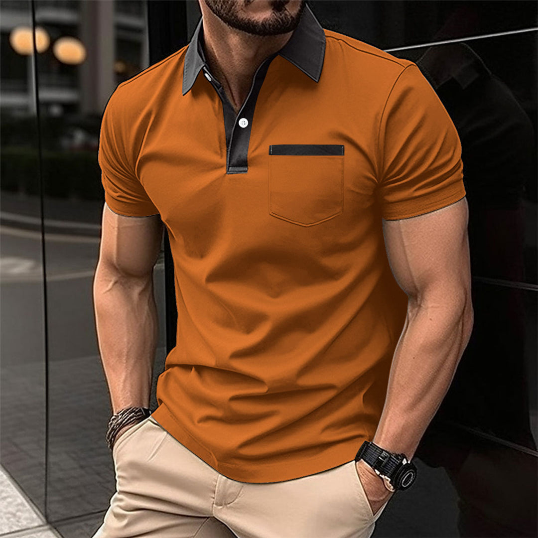 Herren Poloshirt mit modernem Kontrastkragen und praktischer Brusttasche Aliams