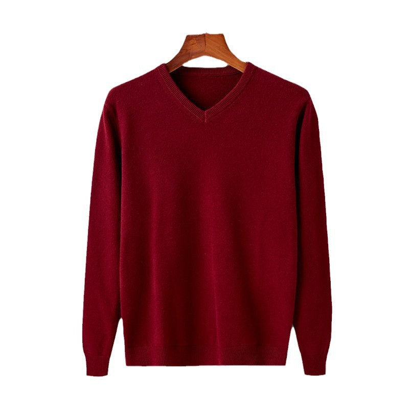 Herren eleganter V-Ausschnitt Pullover aus feiner Wolle Aliams