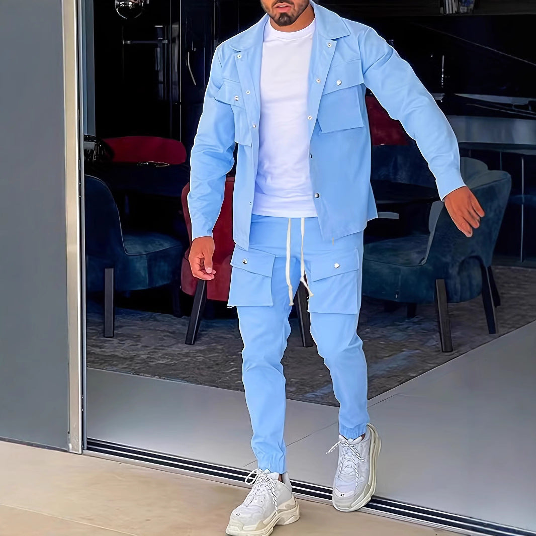 Herren bequeme Cargo-Hose und Jacke Set Aliams