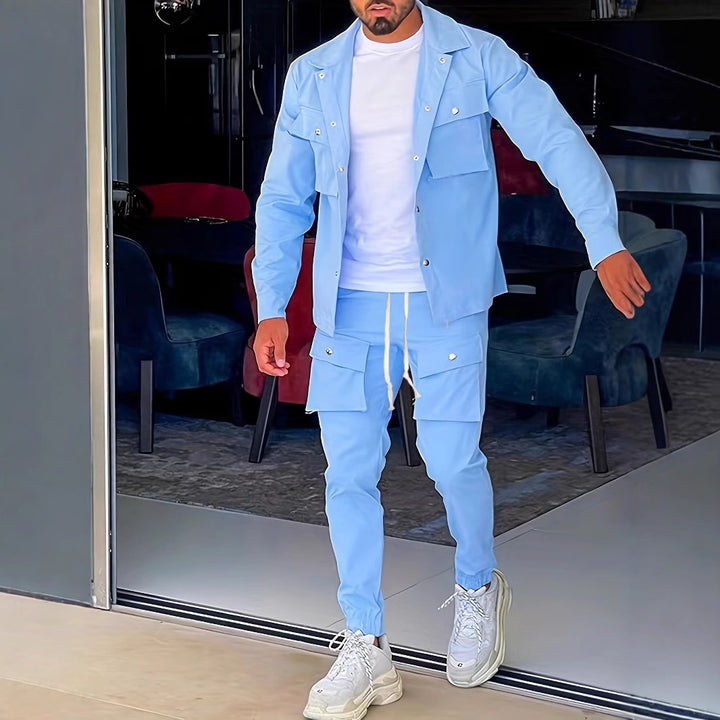 Herren bequeme Cargo-Hose und Jacke Set Aliams