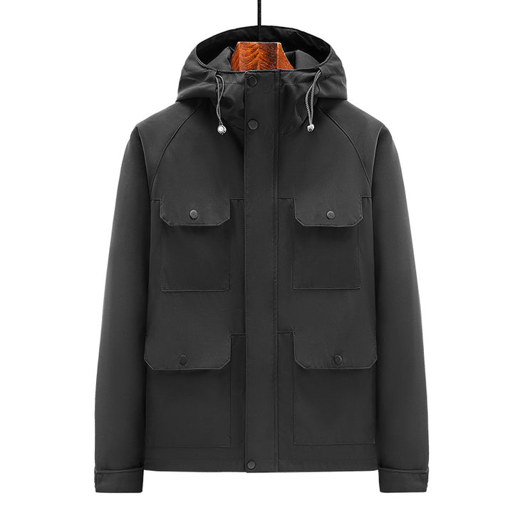 Herren Outdoor-Jacke mit multifunktionalen Taschen und verstellbarem Kapuzenkragen Aliams