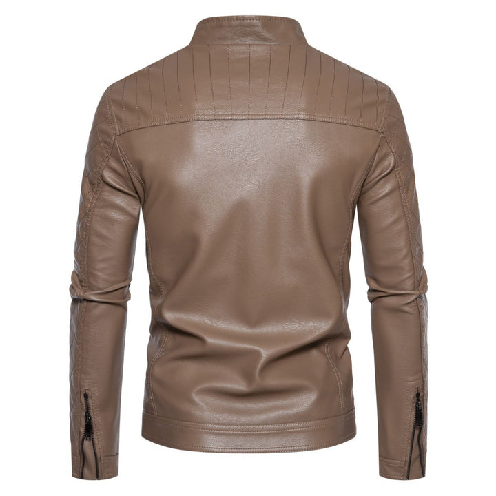 Herren hochwertige Kunstlederjacke mit gesteppter Schulterpartie Aliams