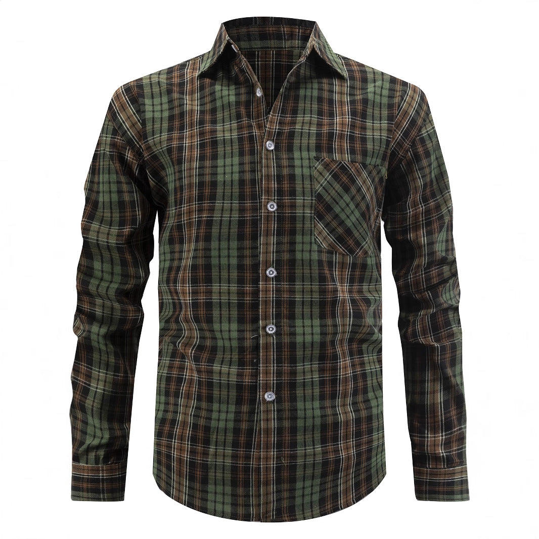 Herren klassisches kariertes Langarmhemd Aliams