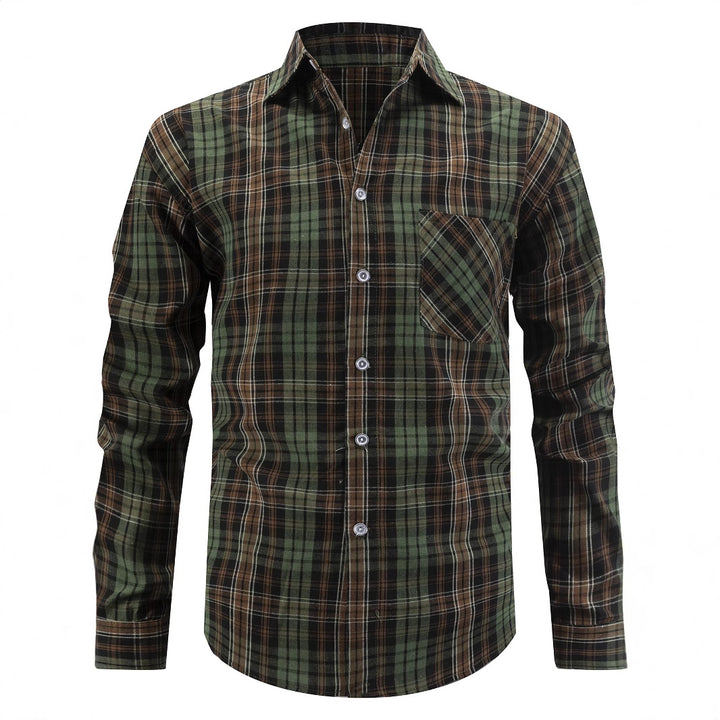 Herren klassisches kariertes Langarmhemd Aliams