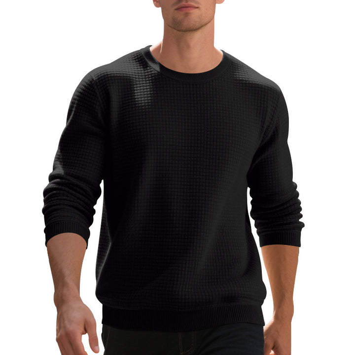 Herren warmer Pullover mit strukturiertem Gewebe und Rundhalsausschnitt Aliams
