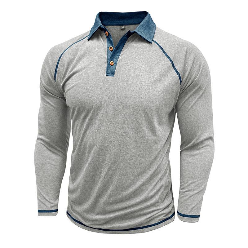 Herren Sportliches Langarm Polohemd mit strukturierter Kragenpartie und modischem Knopfdesign Aliams