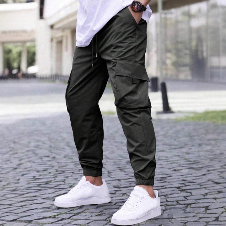 Herren praktische Cargo-Jogginghose mit elastischem Bund und mehreren Seitentaschen Aliams