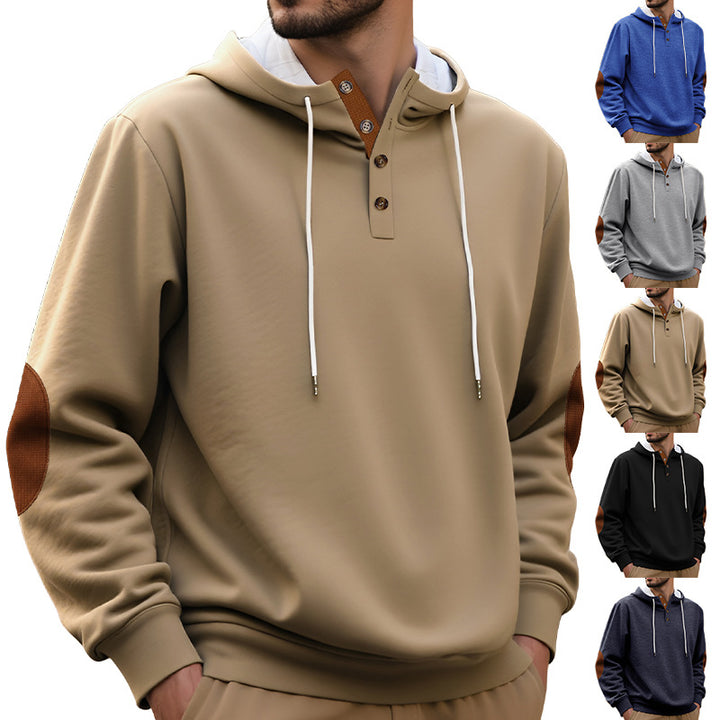 Herren Kapuzenpullover mit modischer Knopfleiste und strukturiertem Design Aliams