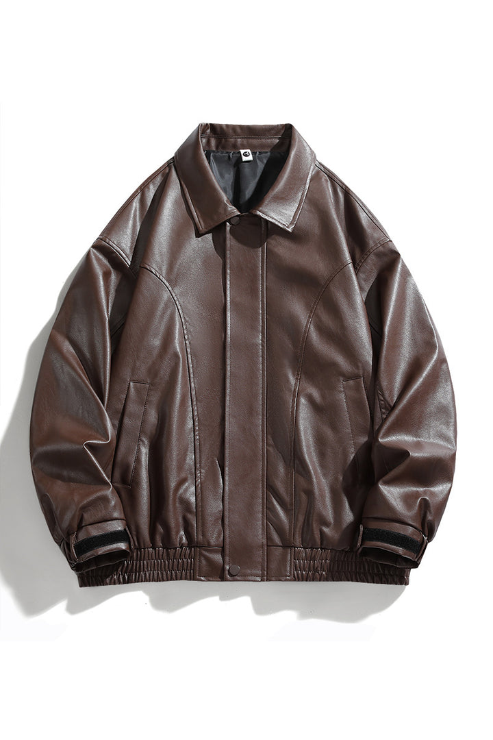 Herren elegante oversized Kunstlederjacke Aliams