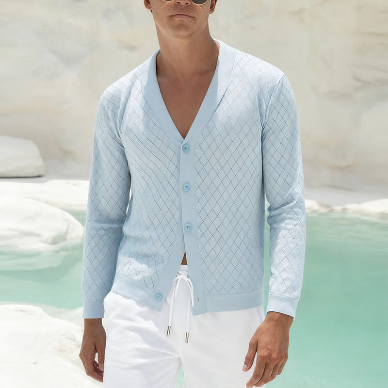 Herren elegante Strickjacke mit hochwertigem Muster Aliams