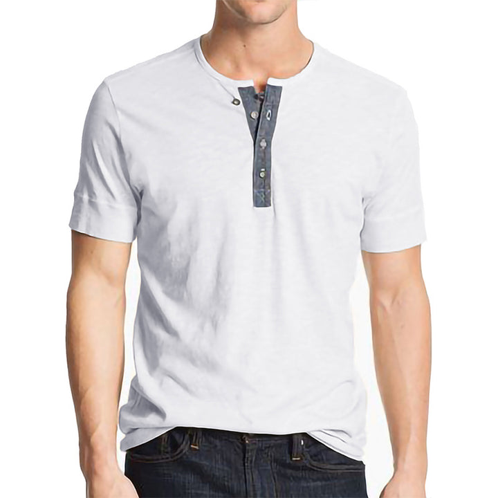 Herren Kurzarm-Henley-Shirt mit stilvollem Knopfdetail Aliams