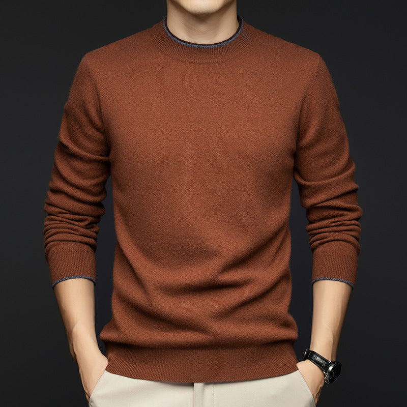 Herren klassischer Rundhals-Pullover aus hochwertiger Wolle Aliams