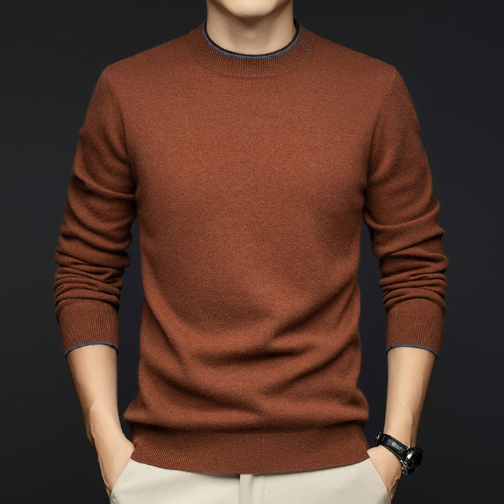 Herren klassischer Rundhals-Pullover aus hochwertiger Wolle Aliams