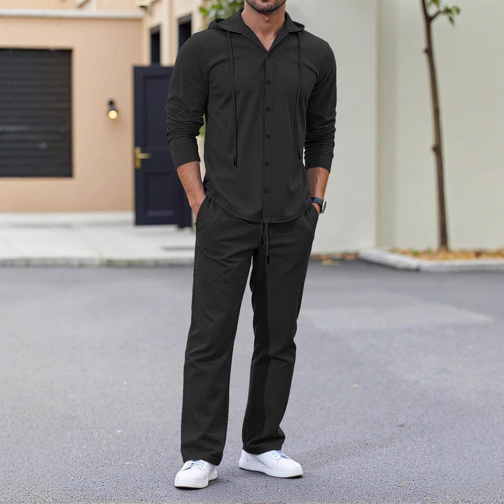 Herren entspannendes Freizeit-Outfit mit Kapuze und praktischen Taschen Aliams