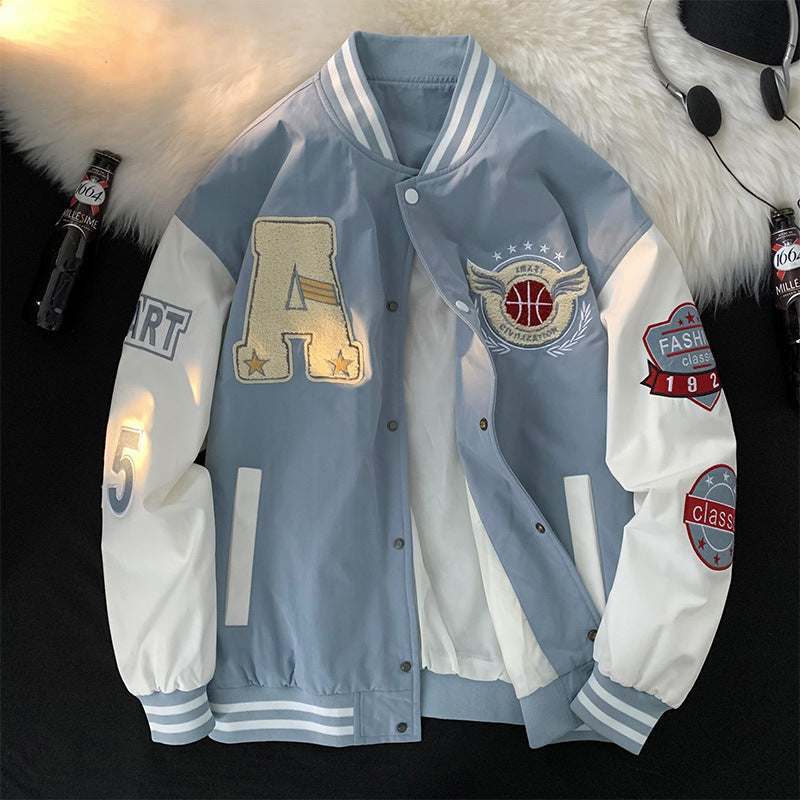 Herren sportliche Collegejacke mit gestickten Applikationen und atmungsaktivem Material Aliams