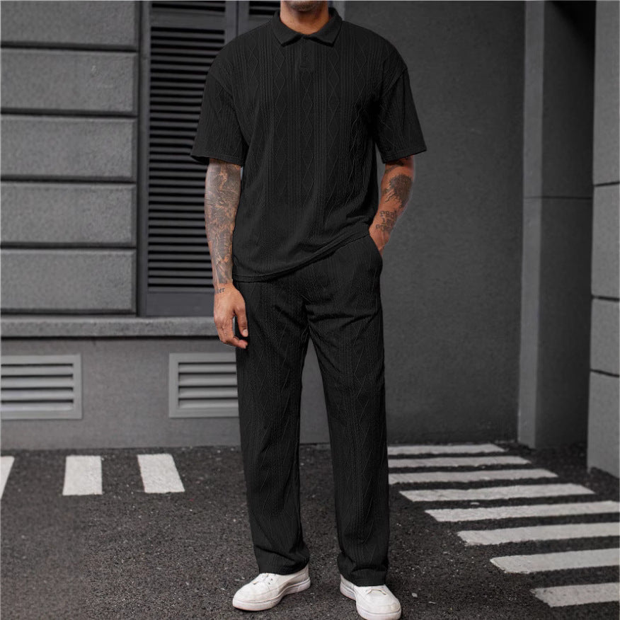 Herren Poloshirt und Jogginghose im eleganten Strickdesign Aliams