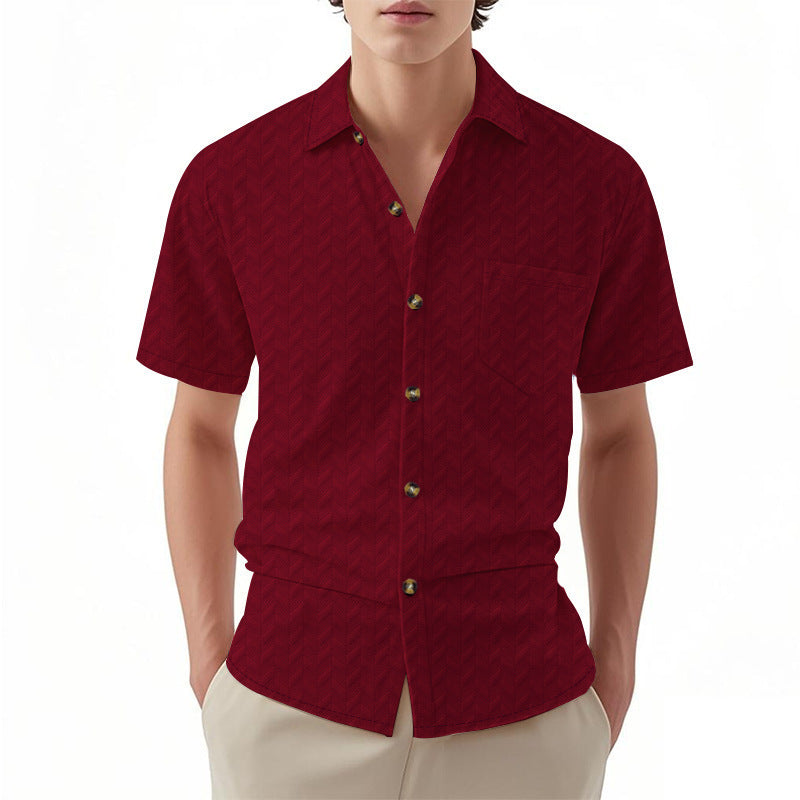 Herren Kurzarm-Hemd mit strukturiertem Design und eleganten Knopfdetails Aliams