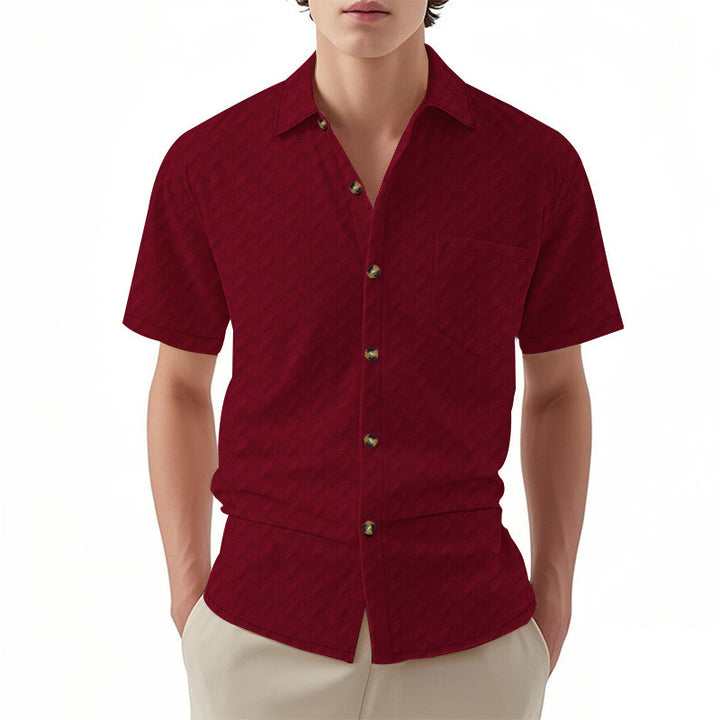 Herren Kurzarm-Hemd mit strukturiertem Design und eleganten Knopfdetails Aliams