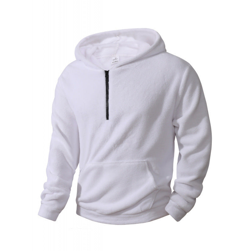 Herren Fleece Pullover mit halblangem Reißverschluss und Kapuze Aliams
