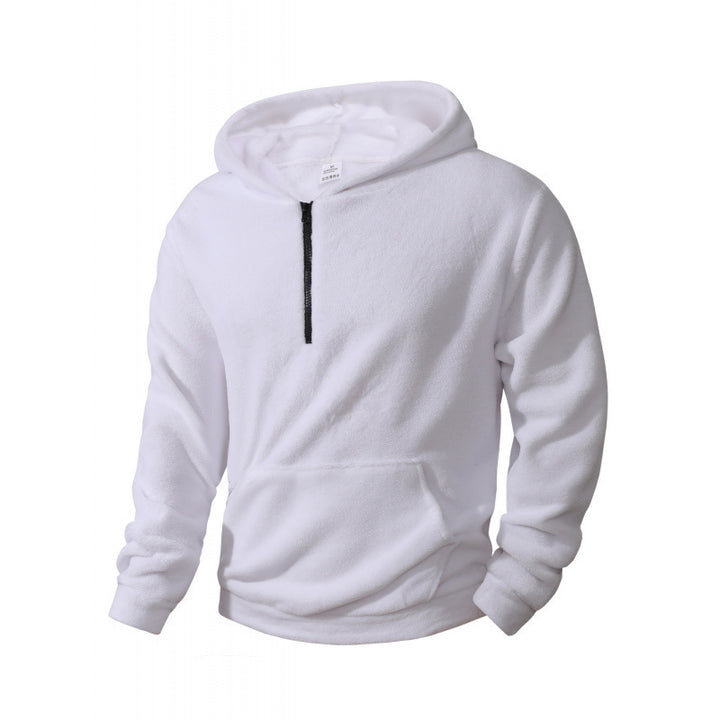 Herren Fleece Pullover mit halblangem Reißverschluss und Kapuze Aliams