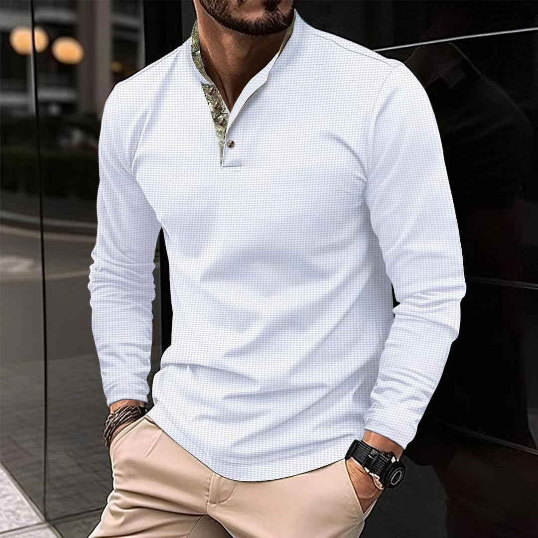 Herren elegantes Langarmshirt mit modischem Kragen und strukturiertem Design Aliams